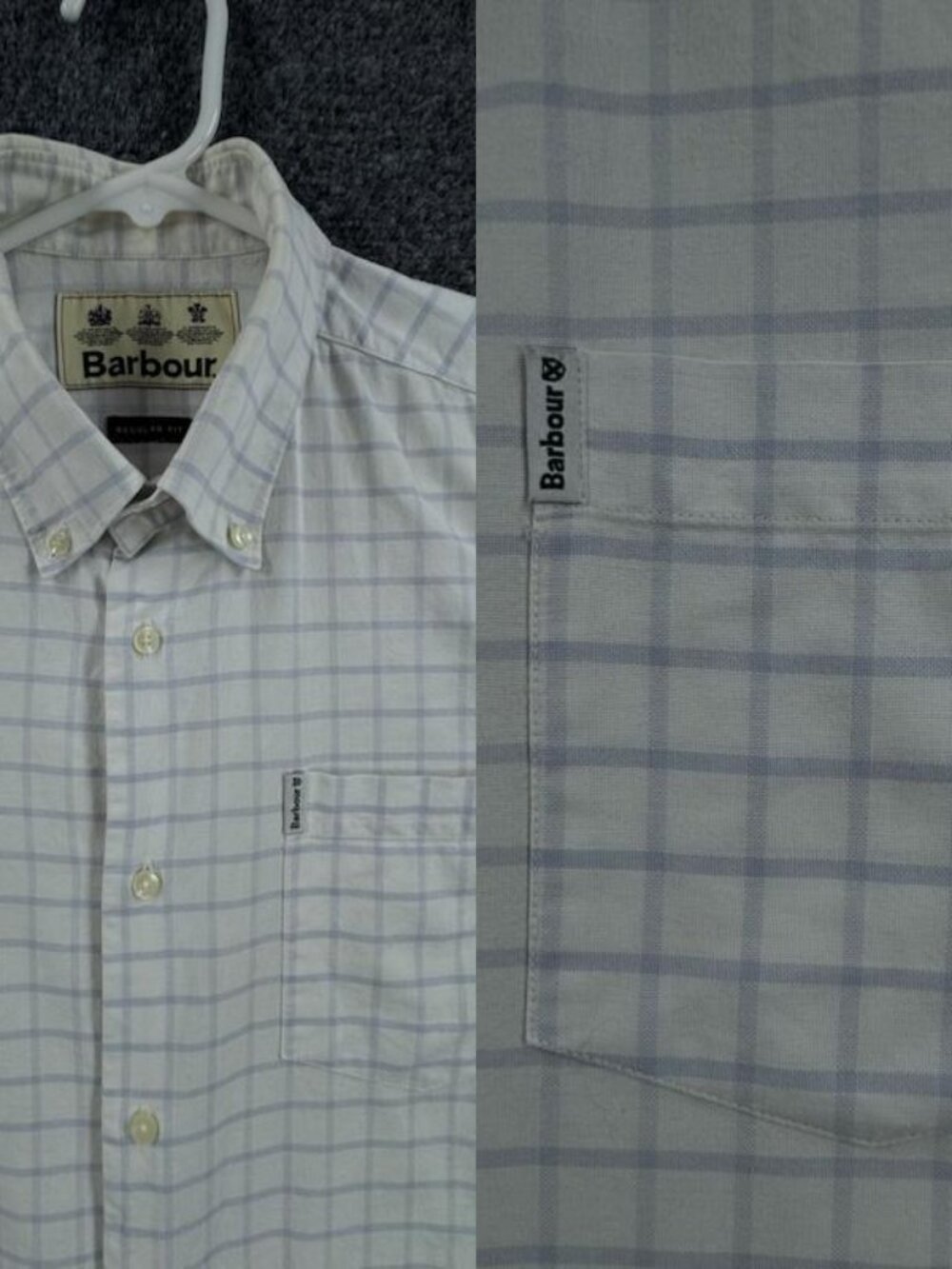 Barbour Tattersall 23 Reg Oxford OCBD Cotton Logo White Blue Check Button-Down
